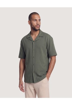 Camisa Resort Texturizada Para Hombre Verde Ostu