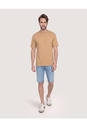 Camiseta Estampado Posterior  Para Hombre Café Ostu