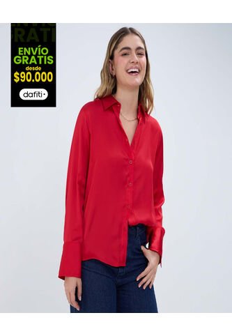 Camisa Para Mujer Manga Larga Color Rojo Marca Ostu #40010259 Ostu