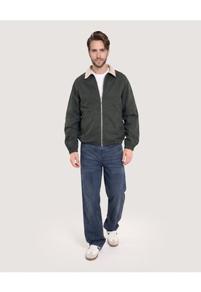 Chaqueta Harrington Bicolor  Para Hombre Verde Ostu