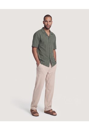 Camisa Resort Texturizada Para Hombre Verde Ostu