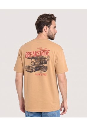 Camiseta Estampado Posterior  Para Hombre Café Ostu