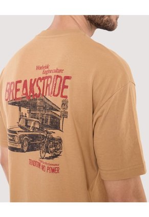 Camiseta Estampado Posterior  Para Hombre Café Ostu