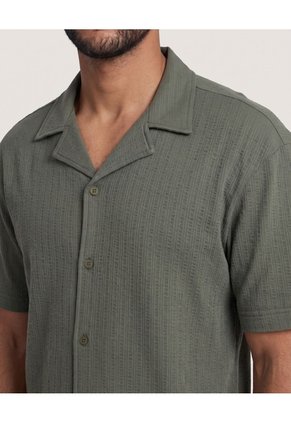 Camisa Resort Texturizada Para Hombre Verde Ostu
