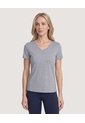 Camiseta Regular Fit Cuello V  Para Mujer Negro Ostu de Ostu