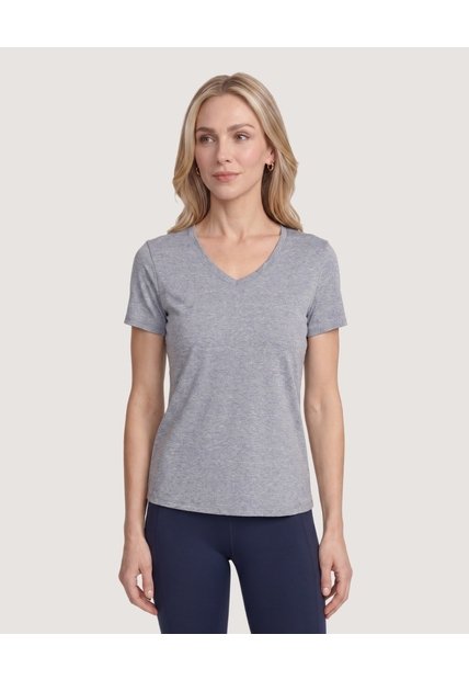 Camiseta Regular Fit Cuello V  Para Mujer Negro Ostu