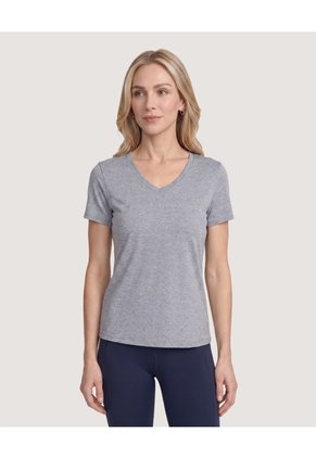 Camiseta Regular Fit Cuello V Para Mujer Negro Ostu