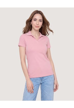 Polo Basica Para Mujer Rosado Ostu