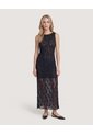 Vestido Midi De Encaje Floral  Para Mujer Negro Ostu de Ostu