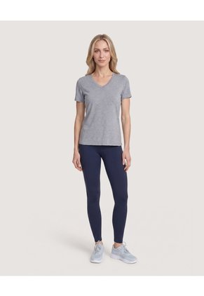 Camiseta Regular Fit Cuello V Para Mujer Negro Ostu