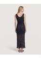 Vestido Midi De Encaje Floral  Para Mujer Negro Ostu de Ostu