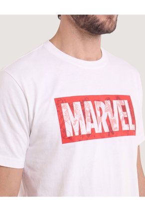 Camiseta Marvel Logo Retro  Para Hombre Crema Ostu