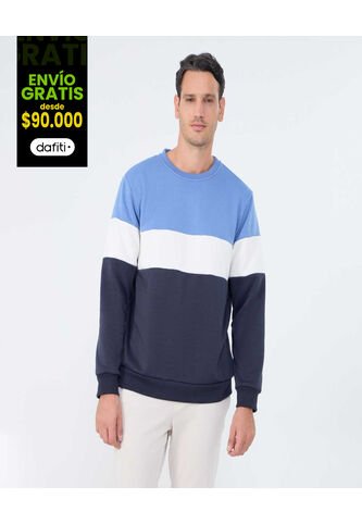 Buzo Para Hombre Cuello Redondo Color Azul Medio Marca Ostu #60060495 Ostu