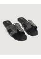 Sandalias Brillos Glam  Para Mujer Negro Ostu de Ostu