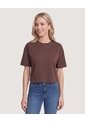 Camiseta Crop Oversize  Para Mujer Terracota Ostu de Ostu