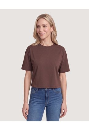 Camiseta Crop Oversize Para Mujer Terracota Ostu