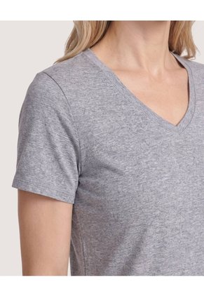 Camiseta Regular Fit Cuello V Para Mujer Negro Ostu