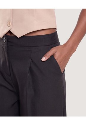Pantalón Wide Leg Sastre Para Mujer Negro Ostu