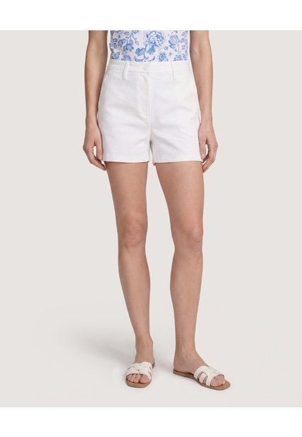 Short Drill Tiro Alto  Para Mujer Blanco Ostu