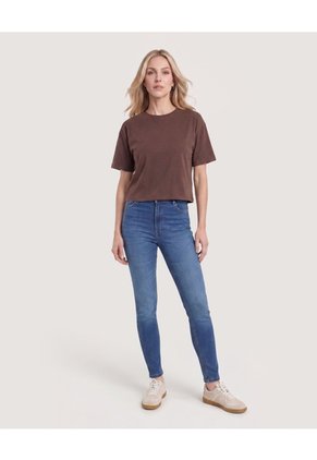 Camiseta Crop Oversize Para Mujer Terracota Ostu