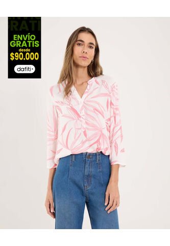 Blusa Para Mujer Manga 3/4 Color Coral Marca Ostu #40121122 Ostu