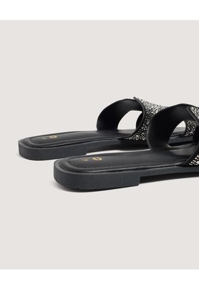 Sandalias Brillos Glam Para Mujer Negro Ostu