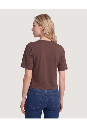 Camiseta Crop Oversize Para Mujer Terracota Ostu