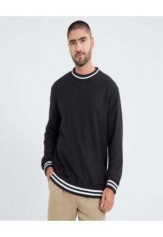 Buzo Para Hombre Cuello Redondo Color Negro Marca Ostu #60060510 Ostu