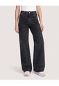 Jean Straight Brillos Urban  Para Mujer Negro Ostu de Ostu