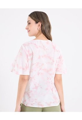Blusa  Para Mujer Manga Corta Color Rosa Marca Ostu #40121249
