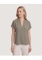 Blusa Escote V Fluida  Para Mujer Verde Ostu de Ostu