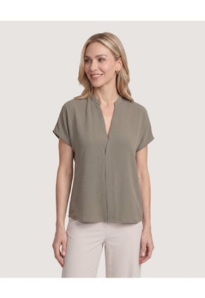 Blusa Escote V Fluida Para Mujer Verde Ostu