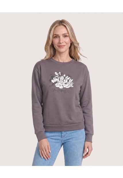 Buzo Mickey Y Sus Amigos Cuello Redondo  Para Mujer Gris Ostu