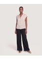 Camisa Satinada Sin Mangas  Para Mujer Beige Ostu de Ostu