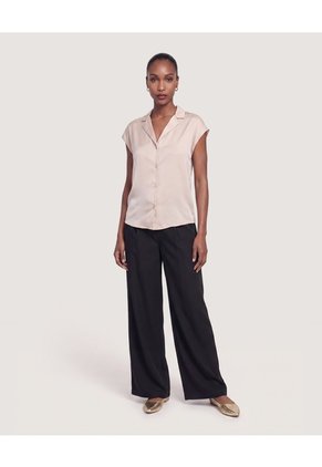 Camisa Satinada Sin Mangas  Para Mujer Beige Ostu