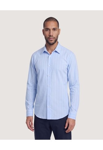 Camisa Formal Rayas Sutiles  Para Hombre Azul Ostu Ostu