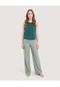 Pantalón Wide Leg Con Pinzas  Para Mujer Verde Ostu de Ostu