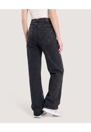 Jean Straight Brillos Urban Para Mujer Negro Ostu