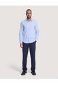 Camisa Formal Rayas Sutiles  Para Hombre Azul Ostu de Ostu