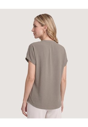 Blusa Escote V Fluida Para Mujer Verde Ostu