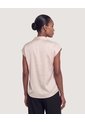 Camisa Satinada Sin Mangas  Para Mujer Beige Ostu de Ostu