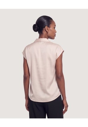 Camisa Satinada Sin Mangas  Para Mujer Beige Ostu