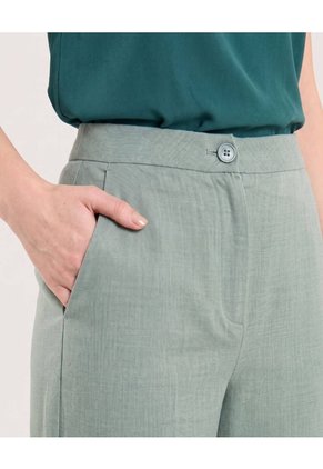 Pantalón Wide Leg Con Pinzas  Para Mujer Verde Ostu
