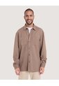 Sobrecamisa Con Bolsillos  Para Hombre Café Ostu de Ostu