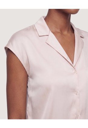 Camisa Satinada Sin Mangas  Para Mujer Beige Ostu