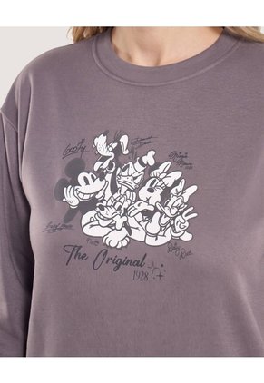 Buzo Mickey Y Sus Amigos Cuello Redondo  Para Mujer Gris Ostu