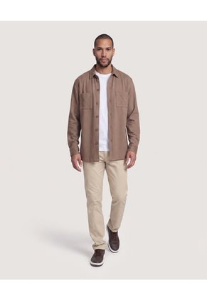 Sobrecamisa Con Bolsillos  Para Hombre Café Ostu