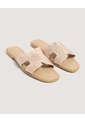 Sandalias Brillos Glam  Para Mujer Beige Ostu de Ostu
