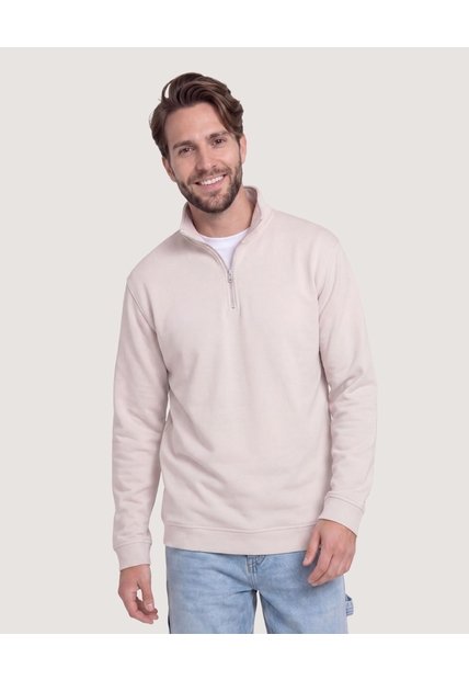 Buzo Half Zip  Para Hombre Café Ostu