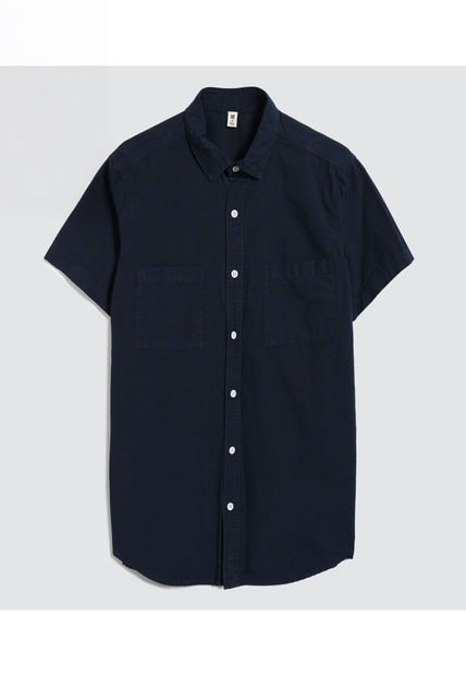 Camisa Para Hombre Manga Corta Con Bolsillo Color Azul  Marca Ostu #60010675